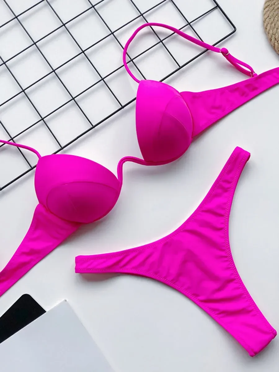 Underwire Bra Padded - Seksi v-bar Bra berkabel Cup Thong